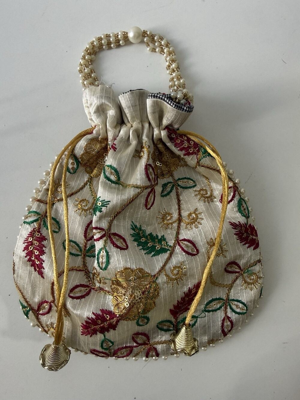 Handmade Rare Women's Potli Handbag For Party Wedding Traditional Gold
